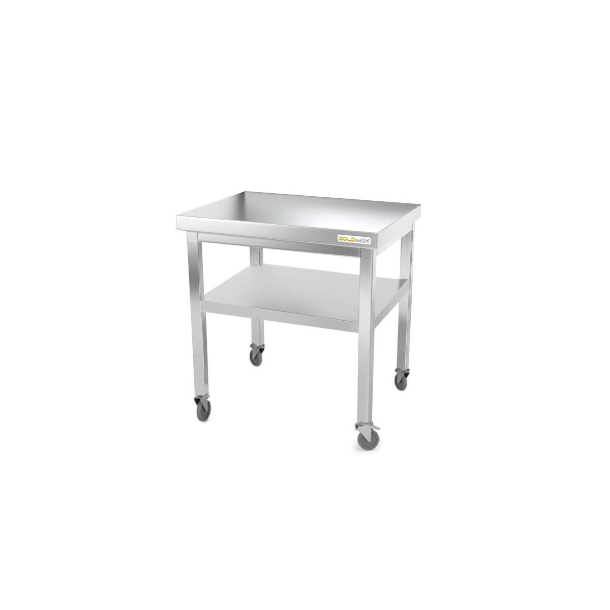 Table inox 800 x 500 mm sur roulettes / GOLDINOX