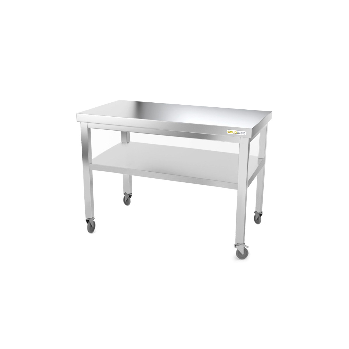 Table inox 1000 x 500 mm sur roulettes / GOLDINOX