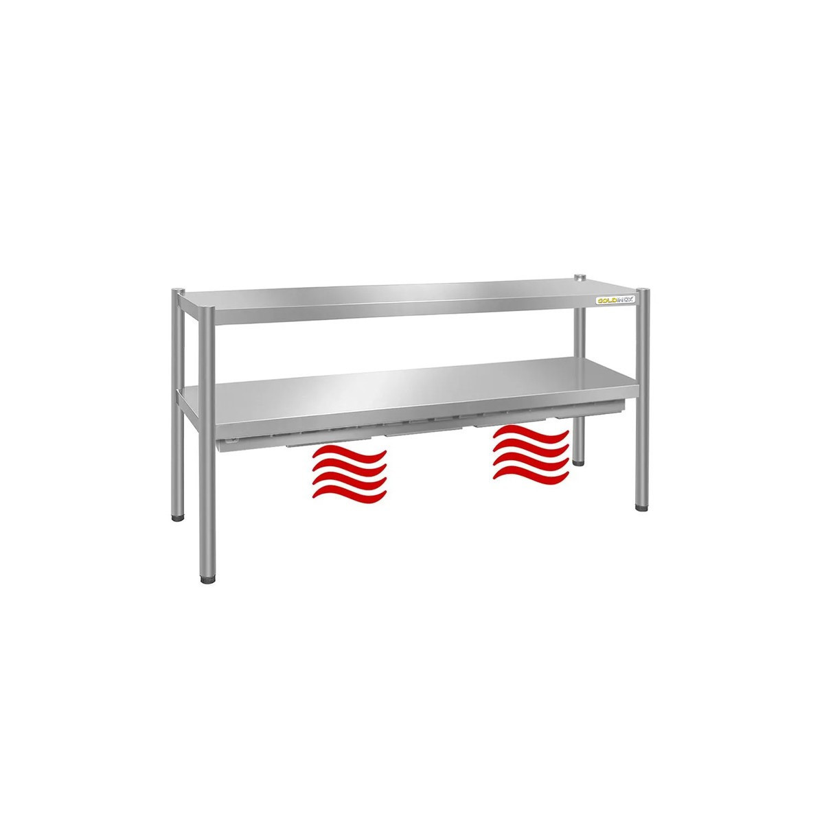 Passe-plat inox chauffant 2000 x 350 mm - Hauteur 700 mm PREMIUM / GOLDINOX