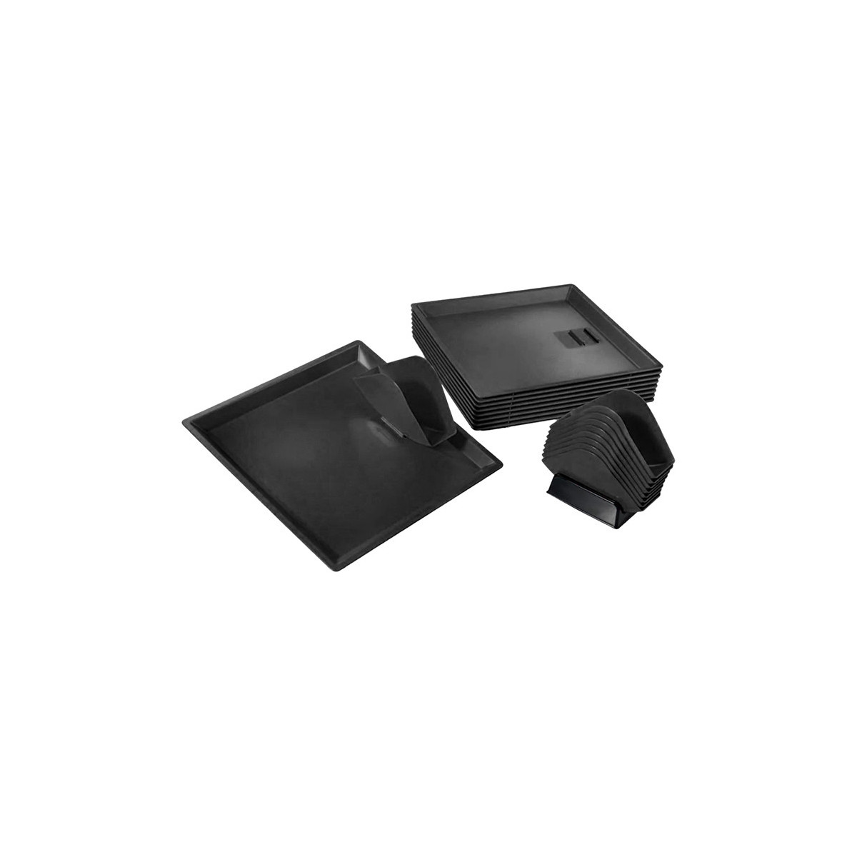 Kit complet de 15 plateaux + 15 pinces porte-sandwich - NOIR