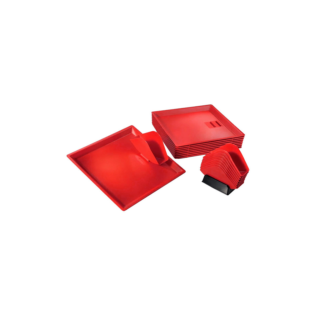 Kit complet de 15 plateaux + 15 pinces porte-sandwich - ROUGE