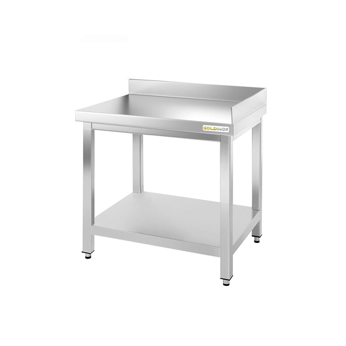 Table inox d'angle 600 x 600 mm adossée PREMIUM / GOLDINOX