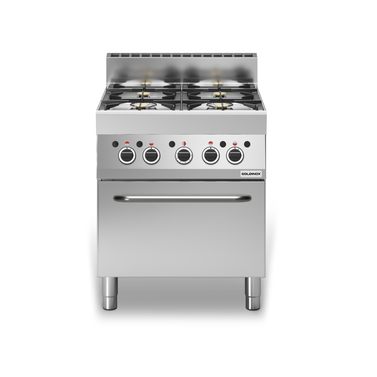 Cuisinière à gaz 4 brûleurs (17,2 kW) sur four gaz (5 kW) PREMIUM / GOLDINOX