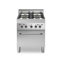 Cuisinière à gaz 4 brûleurs (17,2 kW) sur four électrique à convection (3,96 kW) PREMIUM / GOLDINOX