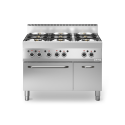 Cuisinière à gaz 6 brûleurs (25,8 kW) sur four gaz (5 kW) PREMIUM / GOLDINOX
