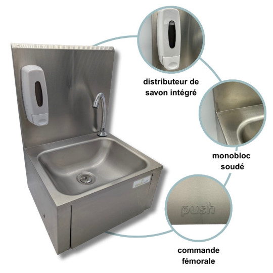 Lave-mains à commande fémorale + Distributeur de savon / GOLDINOX