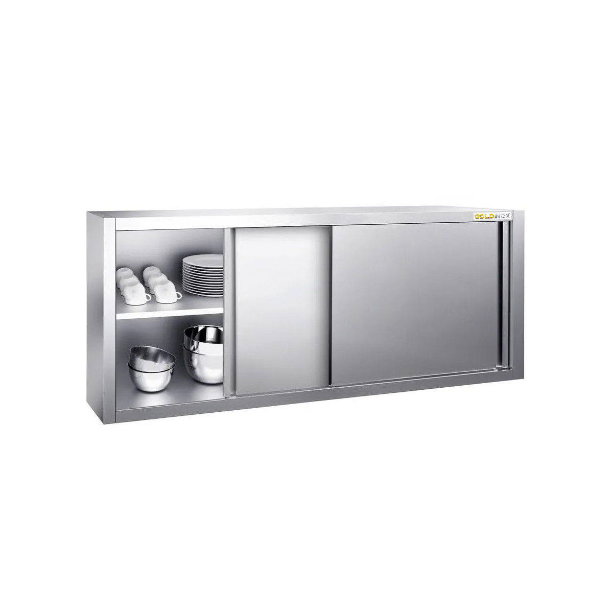 Placard mural inox 1800 x 400 mm / Hauteur 650 mm avec portes coulissantes PREMIUM / GOLDINOX