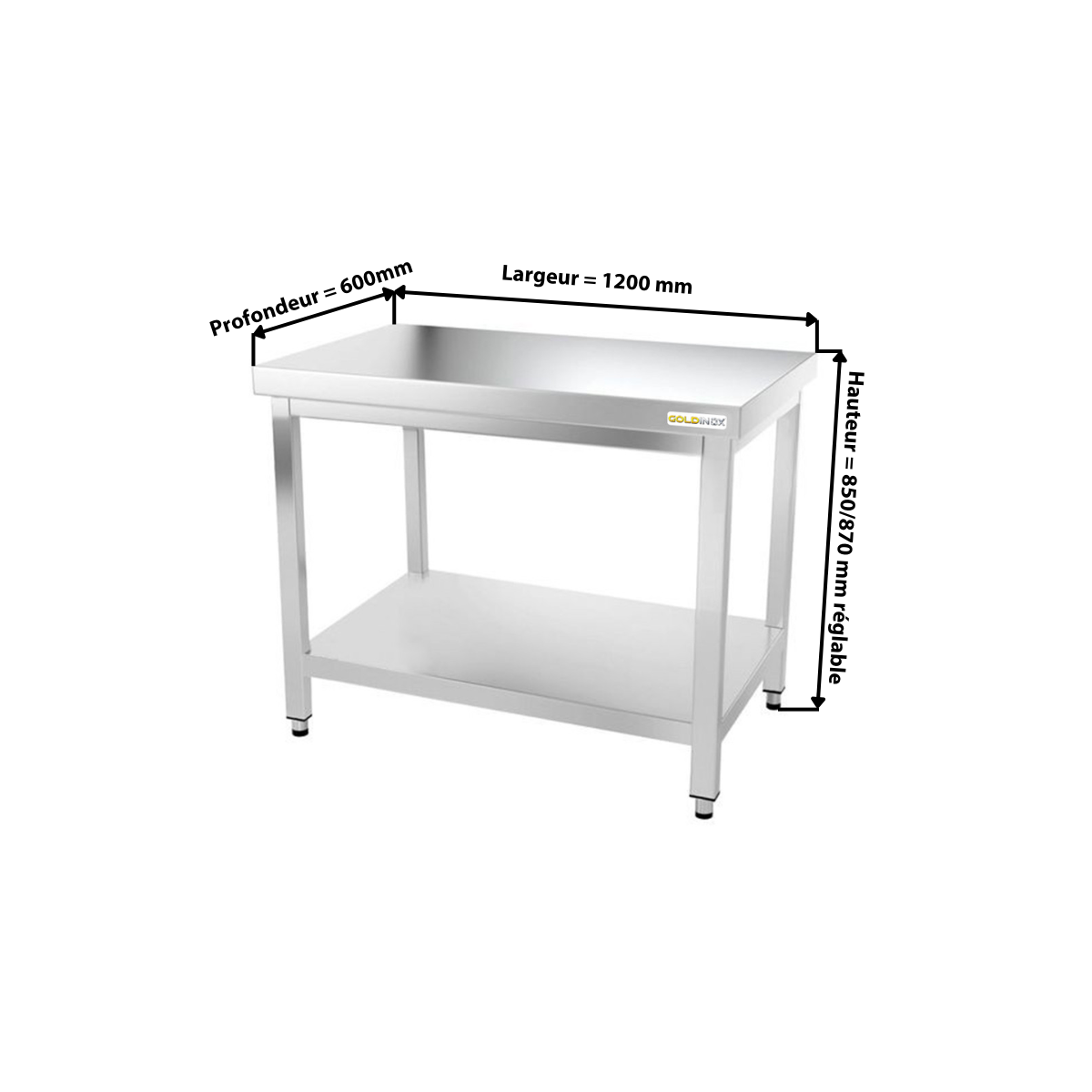 Table inox 1200 x 600 mm PREMIUM / GOLDINOX