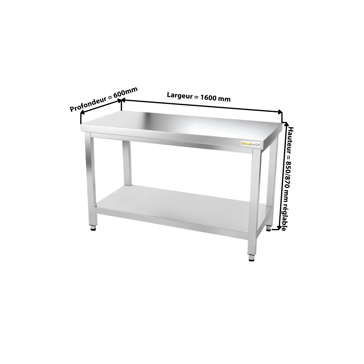 Table inox 1600 x 600 mm PREMIUM / GOLDINOX