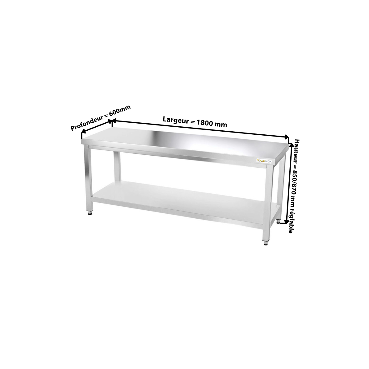 Table inox 1800 x 600 mm PREMIUM / GOLDINOX