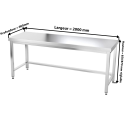 Table inox 2000 x 600 mm avec renfort PREMIUM / GOLDINOX