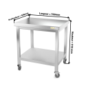 Table inox 700 x 600 mm sur roulettes PREMIUM / GOLDINOX