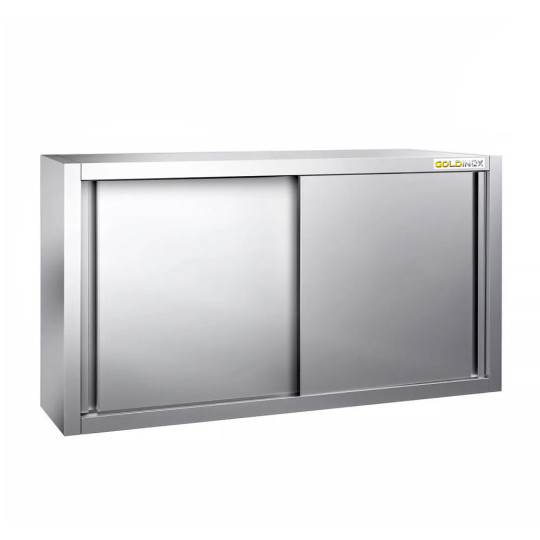 Placard mural inox 1400 x 400 mm / Hauteur 650 mm avec portes coulissantes PREMIUM / GOLDINOX