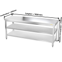 Table inox 1800 x 600 mm avec 2 étagères / GOLDINOX