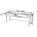 Table inox soubassement 1800 x 600 mm adossée avec renfort / GOLDINOX 