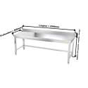 Table inox soubassement 2000 x 600 mm adossée avec renfort / GOLDINOX 
