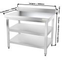 Table inox 1000 x 700 mm adossée avec 2 étagères / GOLDINOX
