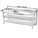 Table inox 1800 x 700 mm adossée avec 2 étagères / GOLDINOX