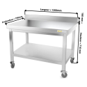 Table inox soubassement 1200 x 700 mm adossée sur roulettes / GOLDINOX 