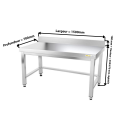 Table inox soubassement 1500 x 700 mm adossée avec renfort / GOLDINOX 