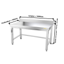 Table inox soubassement 1600 x 700 mm adossée avec renfort / GOLDINOX 