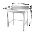 Table inox 800 x 500 mm adossée avec renfort / GOLDINOX