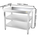 Table inox 1000 x 500 mm avec 2 étagères / GOLDINOX