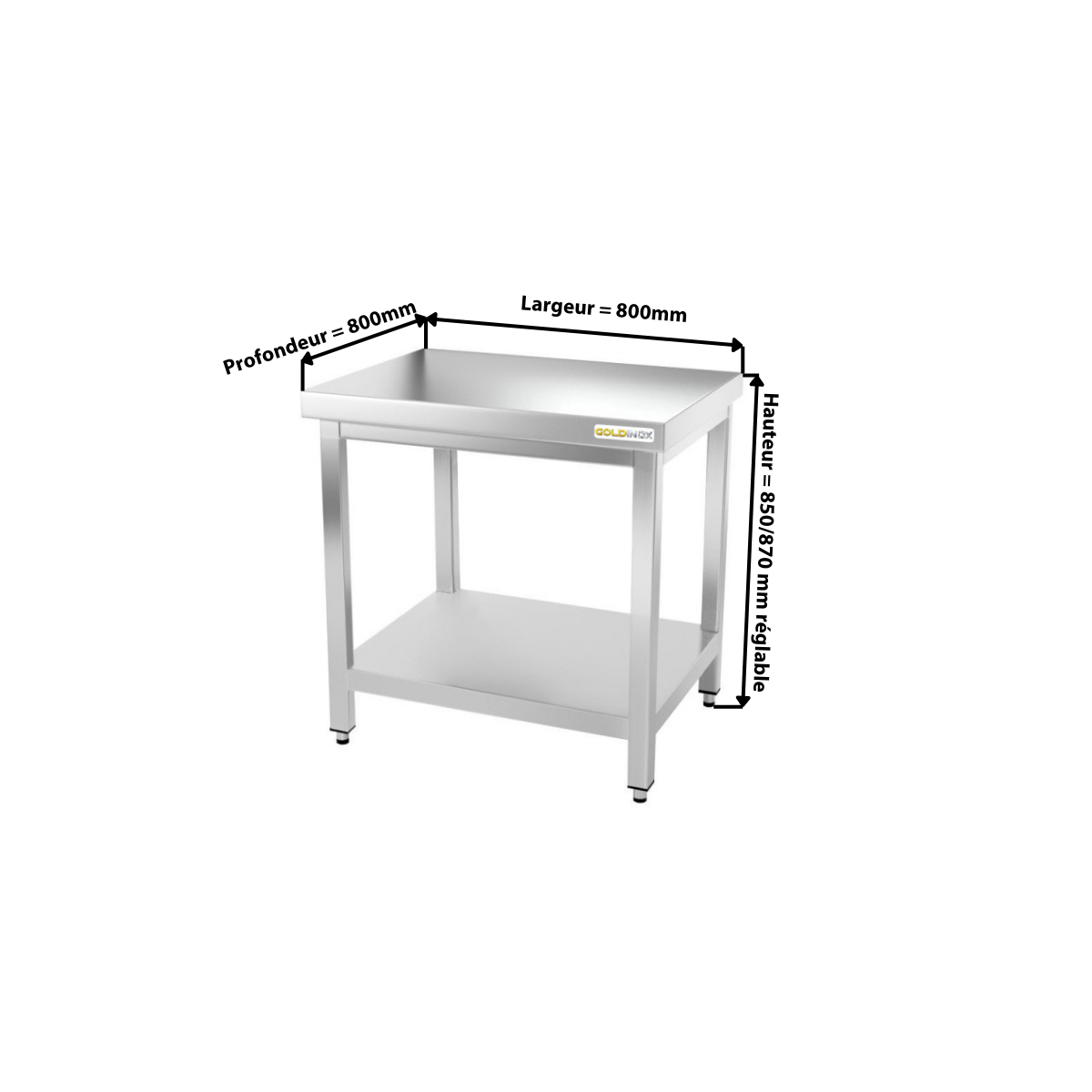 Table inox 800 x 800 mm / GOLDINOX 