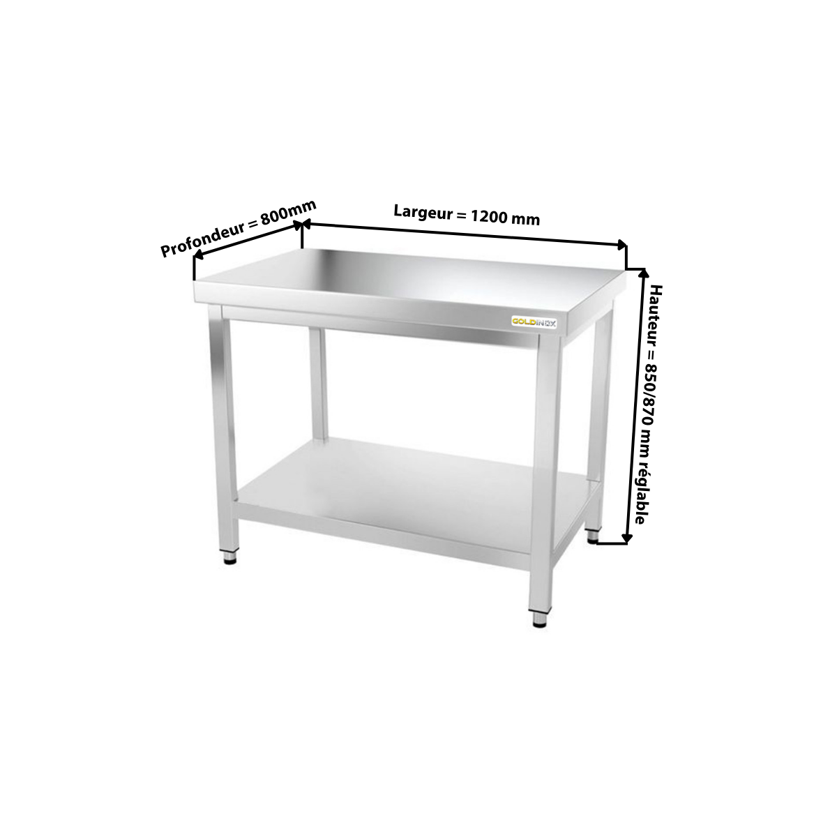 Table inox 1200 x 800 mm / GOLDINOX