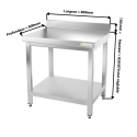 Table inox 800 x 800 mm adossée / GOLDINOX