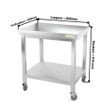 Table inox 800 x 800 mm sur roulettes / GOLDINOX