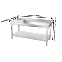 Table inox soubassement 1600 x 800 mm adossée / GOLDINOX 