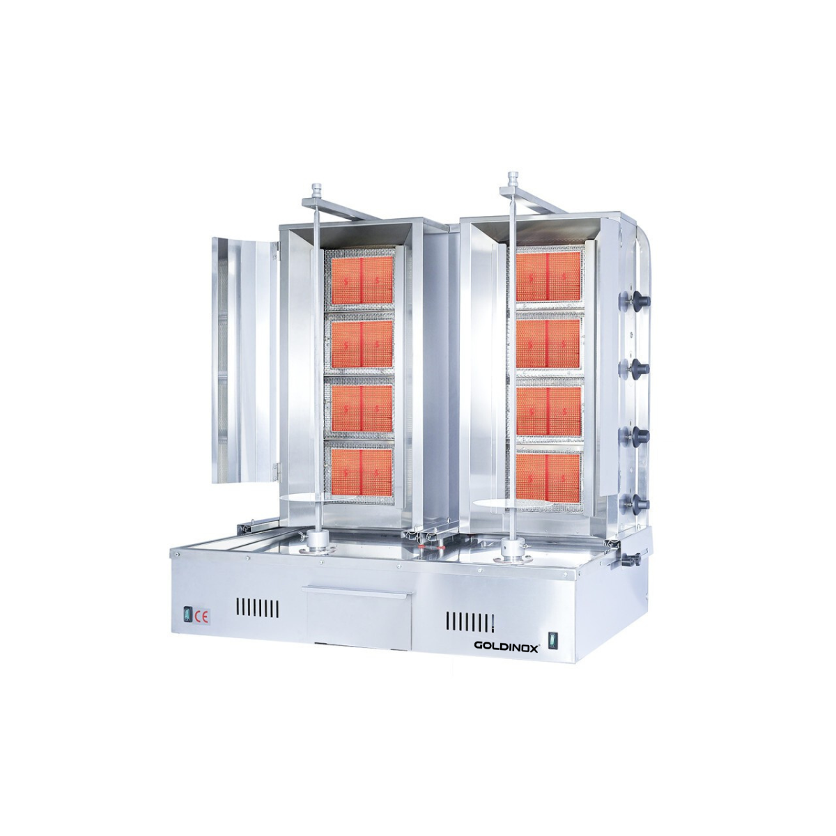 Machine à kebab double 4 + 4 feux Gaz avec volet et plateau perforé PREMIUM / GOLDINOX