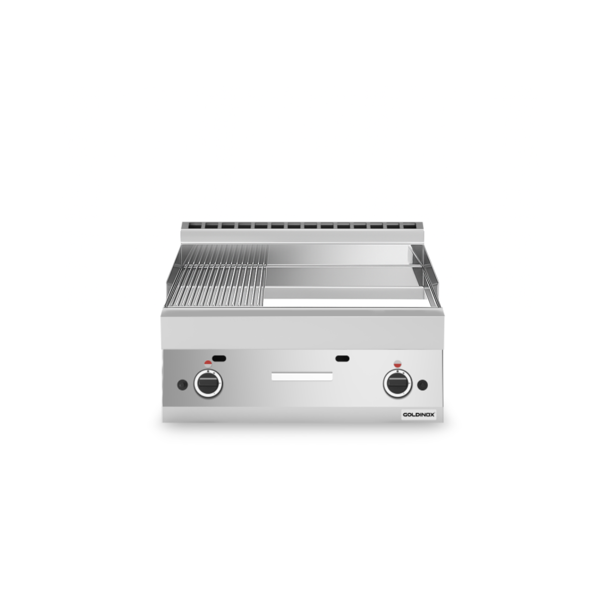 Plaque de cuisson à gaz 700 mm lisse et rainurée chromée (11,4 kw) à poser PREMIUM / GOLDINOX