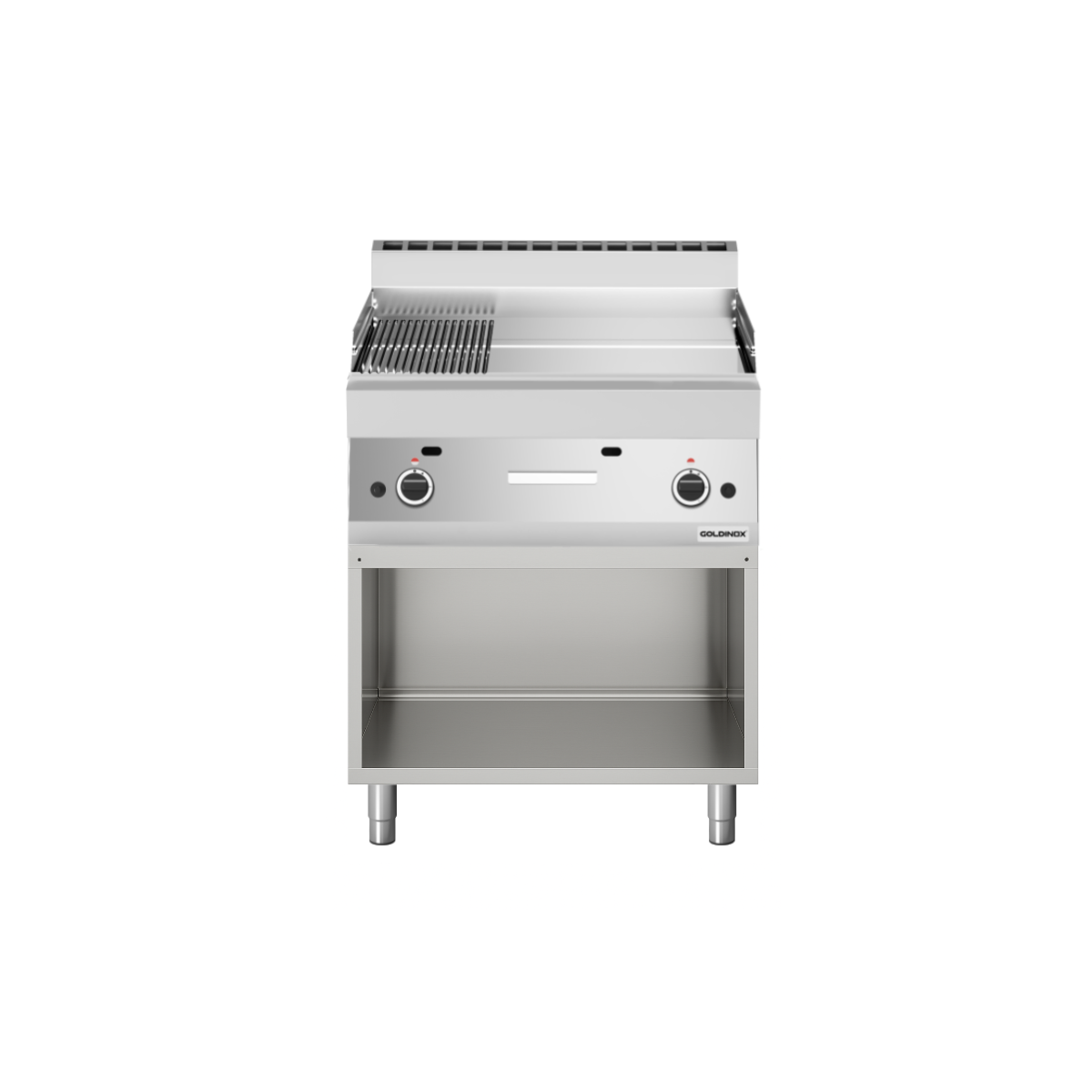 Plaque de cuisson à gaz 700 mm lisse et rainurée chromée (11,4 kw) à poser PREMIUM / GOLDINOX