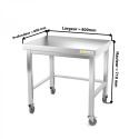 Table inox soubassement 800 x 800 mm avec renfort sur roulettes / GOLDINOX 
