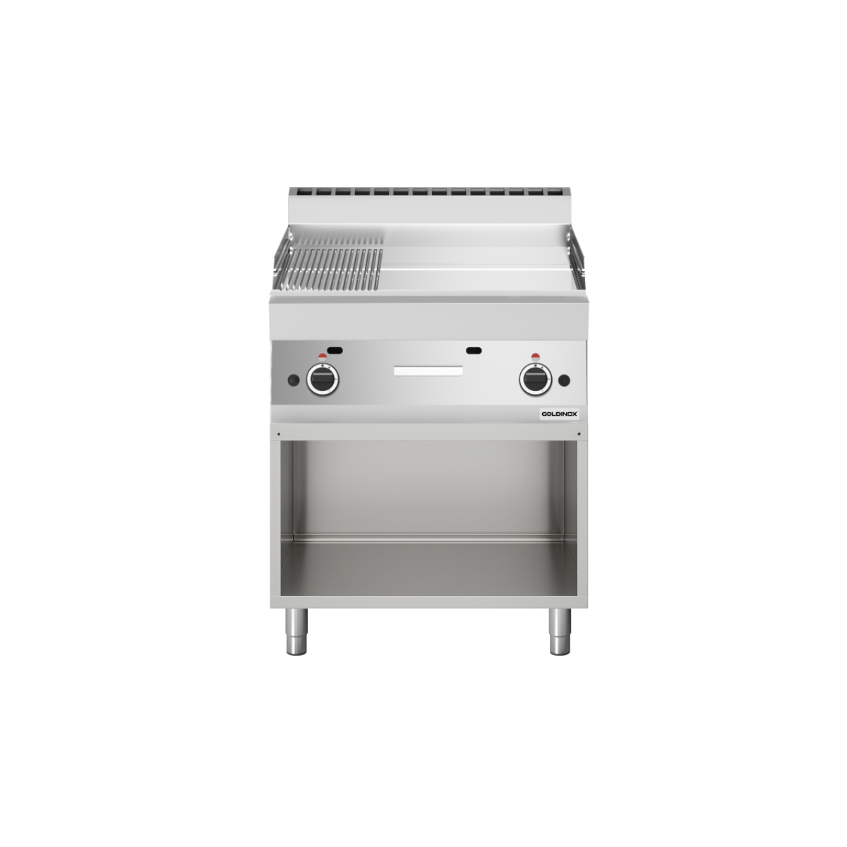 Plaque de cuisson à gaz 700 mm lisse et rainurée chromée (11,4 kw) à poser PREMIUM / GOLDINOX