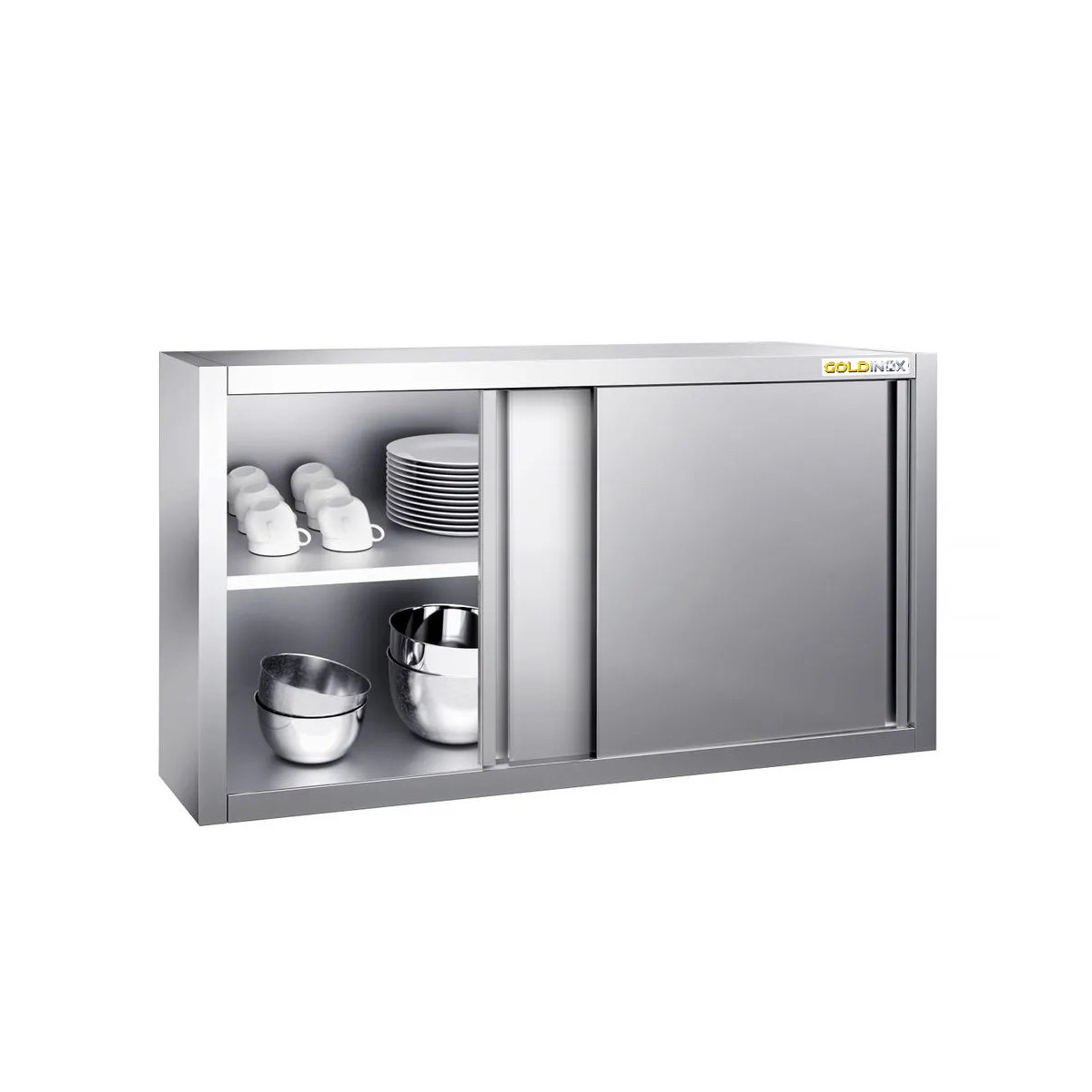 Placard mural inox 1600 x 400 mm / Hauteur 650 mm avec portes coulissantes PREMIUM / GOLDINOX