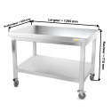 Table inox soubassement 1200 x 600 mm sur roulettes / GOLDINOX