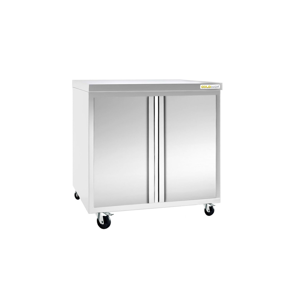 Meuble bas inox 800 x 600 mm sur roulettes PREMIUM / GOLDINOX