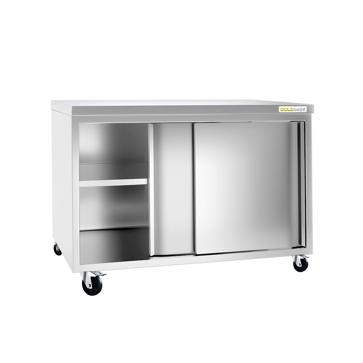 Meuble bas inox 1500 x 600 mm sur roulettes PREMIUM / GOLDINOX