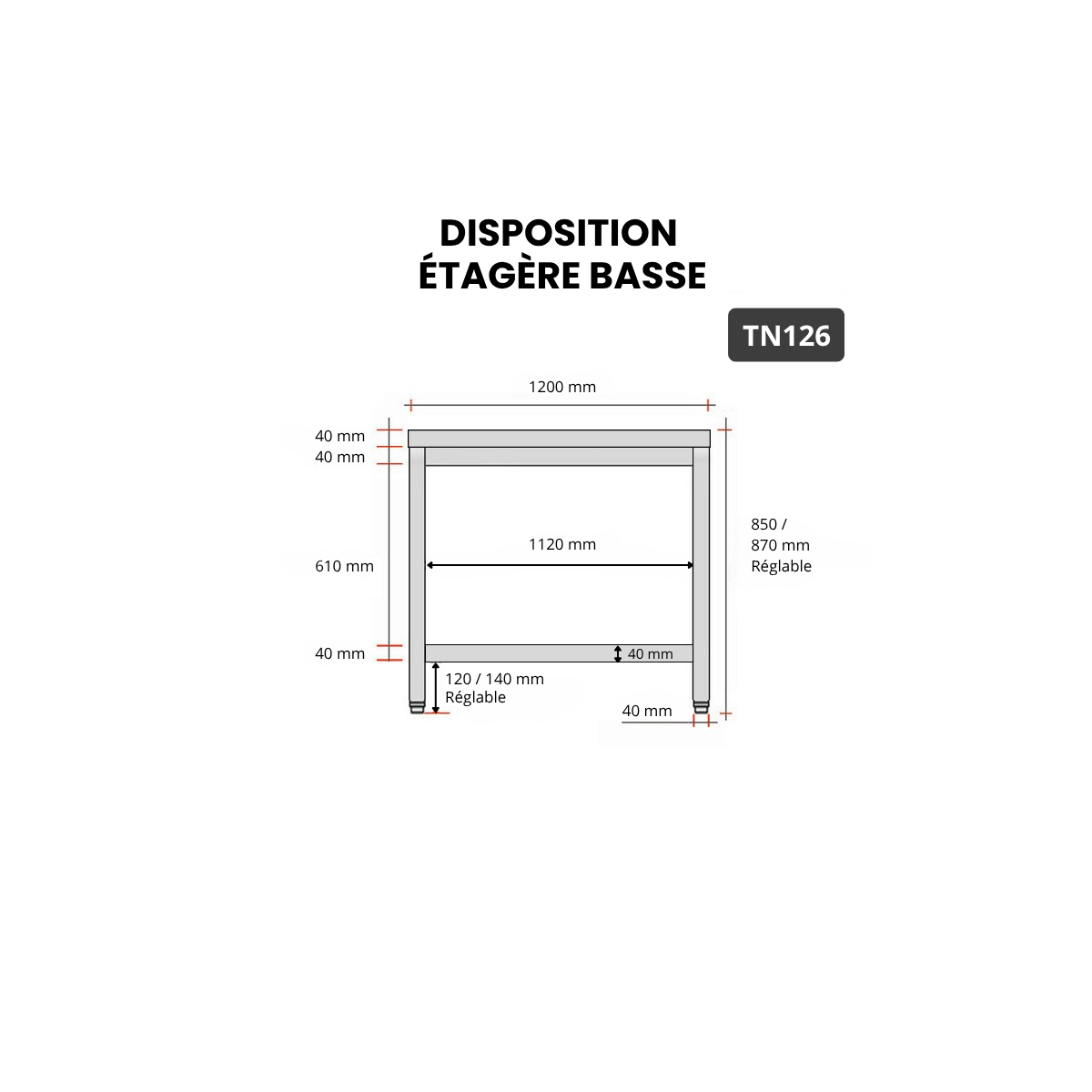 Table inox 1200 x 600 mm PREMIUM / GOLDINOX