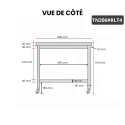 Table inox 2000 x 600 mm sur roulettes PREMIUM / GOLDINOX