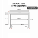 Table inox 1000 x 600 mm adossée sur roulettes PREMIUM / GOLDINOX