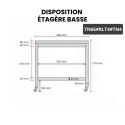 Table inox soubassement 600 x 600 mm sur roulettes PREMIUM / GOLDINOX