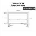 Table inox soubassement 1500 x 600 mm sur roulettes / GOLDINOX