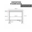 Table inox soubassement 700 x 600 mm avec renfort sur roulettes / GOLDINOX