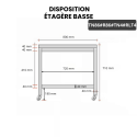 Table inox soubassement 800 x 600 mm avec renfort sur roulettes / GOLDINOX