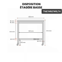 Table inox 600 x 700 mm avec renfort sur roulettes / GOLDINOX