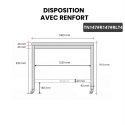 Table inox 1400 x 700 mm avec renfort sur roulettes / GOLDINOX